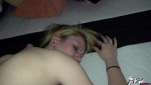 Povbitch incredibly skinny ash blonde teen moans like gargling when she has ejaculation