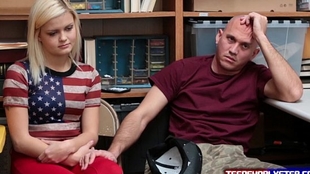 Blonde teen Madison Hart fucks a security guard for freedom tweak